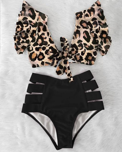 High Waist Bikini Ruffle Swimwear Women Print Swimsuit Push Up Bikinis Plus Size Bathing Suits Floral Beach Wear Bikini Swimsuits for Teen Girls